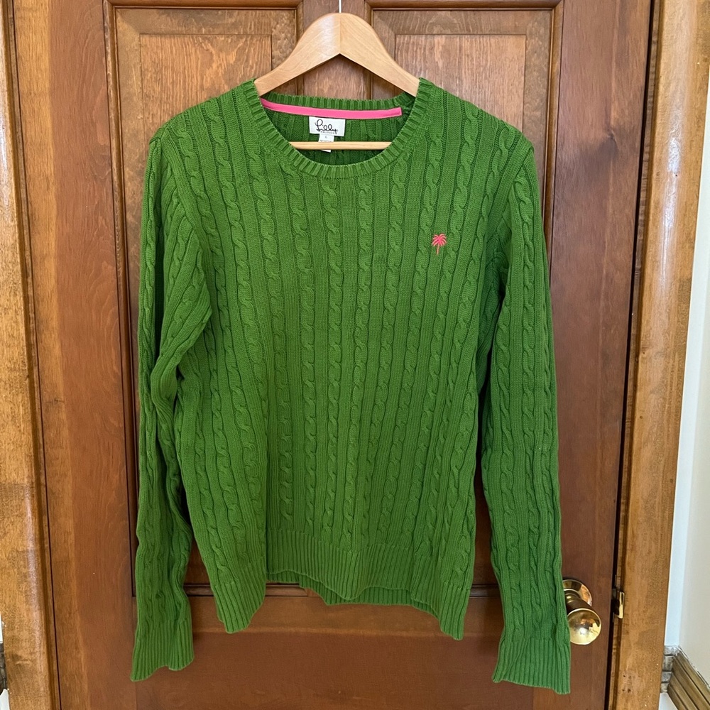 Lily Pulitzer green cable knit sweater